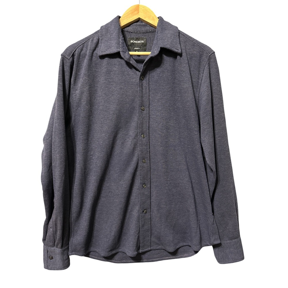 Bonobos Mens Standard Fit Button Down Wool Long‎ Sleeve Shirt Medium Knit Casual